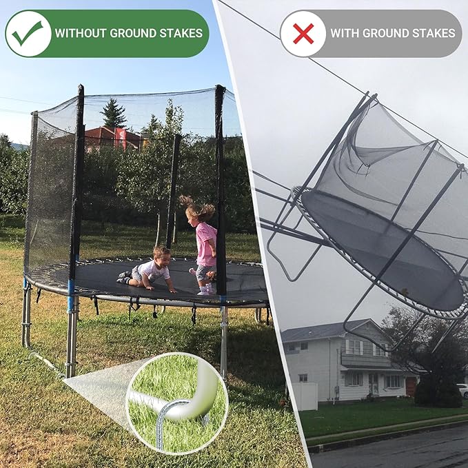 12 INCH 8 Pack Trampoline Stakes, U Shaped Ground Anchors Wind Stakes, Heavy Duty Trampoline Parts, Steel Stakes for Trampolines, Outdoor Canopies, Camping Tents and Football Goals, Silver