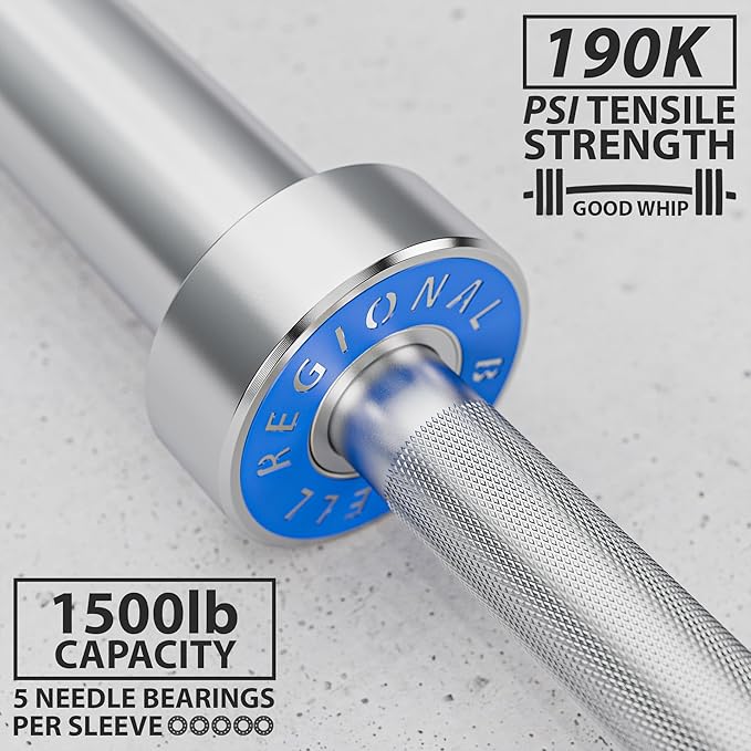 Synergee Regional Olympic 20kg Men’s and 15kg Women’s Hard Chrome & Black Phosphate Barbells. Rated 1500lbs for Weightlifting and Powerlifting.