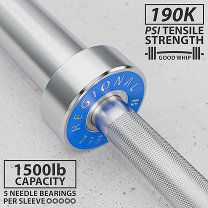 Synergee Regional Olympic 20kg Men’s and 15kg Women’s Hard Chrome & Black Phosphate Barbells. Rated 1500lbs for Weightlifting and Powerlifting.