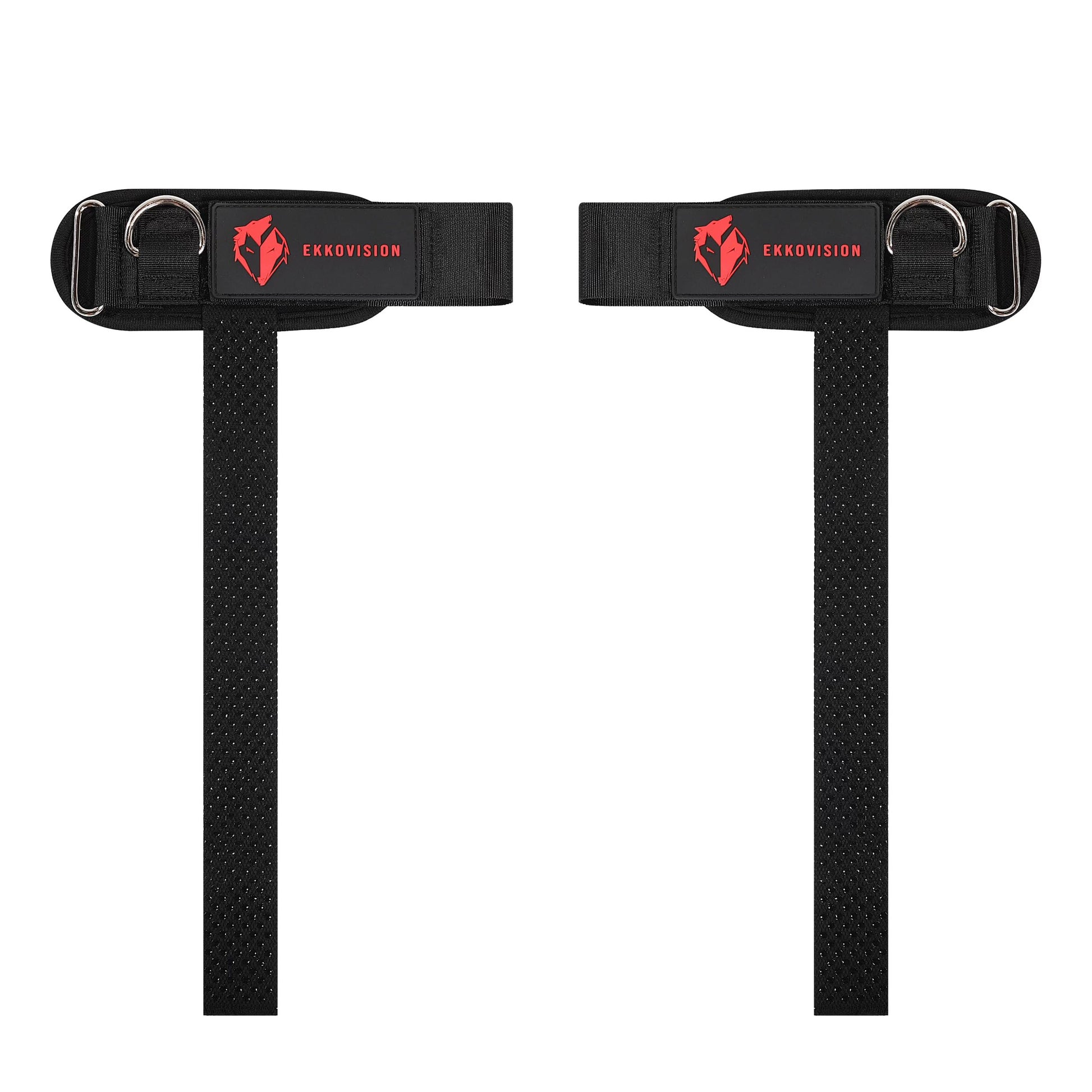 Ekkovision Weight Lifting Straps, Cuffed D Ring, Phase 3 Logo, Black