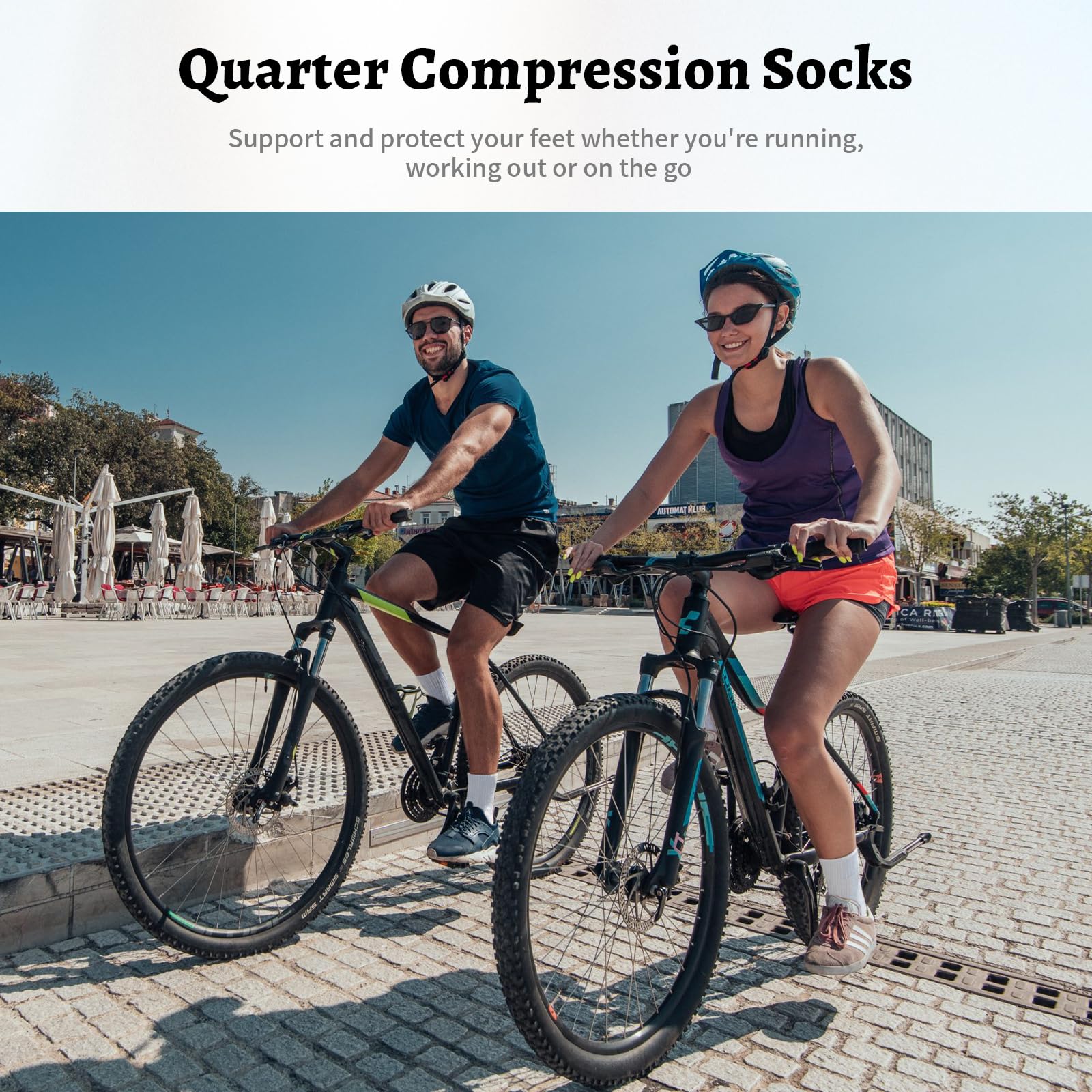 Compression Running Ankle Socks Men & Women 6 Pairs Quarter Cycling Socks