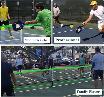 Hoverphenix Pickleball Net for Driveway, 22FT Regulation Size Pickleball Net with Paddles Set of 4, Pickleballs and Carry Bag for Outdoor Indoor Game