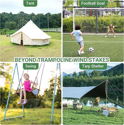 12 INCH 8 Pack Trampoline Stakes, U Shaped Ground Anchors Wind Stakes, Heavy Duty Trampoline Parts, Steel Stakes for Trampolines, Outdoor Canopies, Camping Tents and Football Goals, Silver