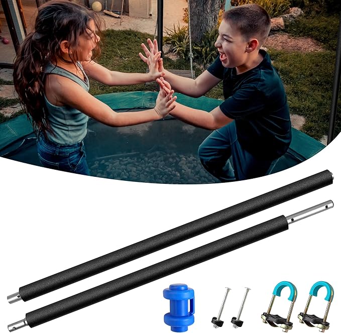1PCS Trampoline Pole Replacement, Trampoline Enclosure Pole Fits 8-16FT Straight Pole Trampoline Frame, Reliable Trampoline Accessories Includes Foam Sleeve & Pole Caps for 2 Install Ways