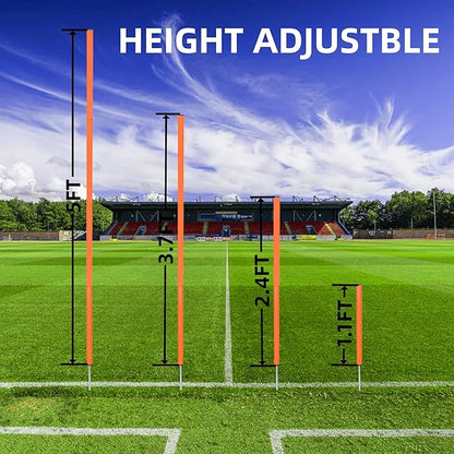 6 Pcs 5FT Adjustable Agility Training Poles for Soccer,Basketball,Football,Dog,Horse Training-Speed and Agility Training Equipment Sports Training Sticks with Stainless Steel Ground Nails