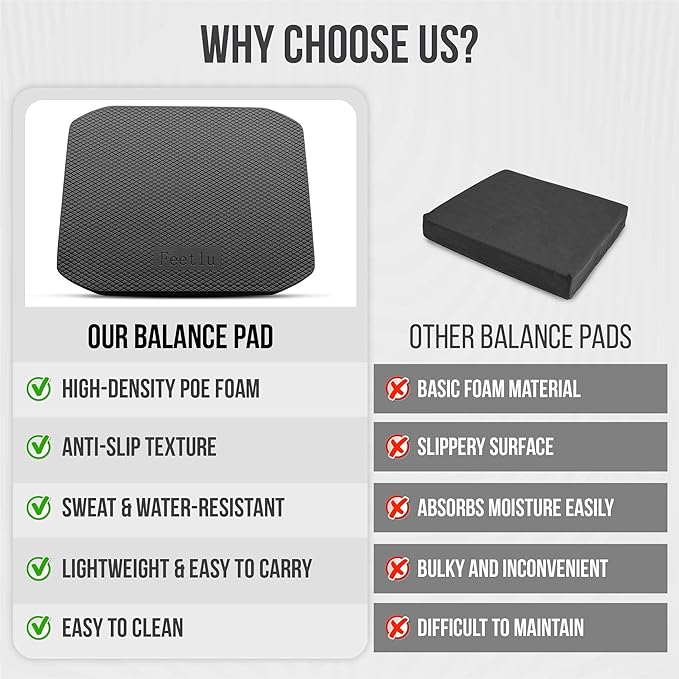 Balance Pad ??Premium POE Foam, Non-Slip Stability Pad for Physical Therapy, Yoga, Core Training & Rehab