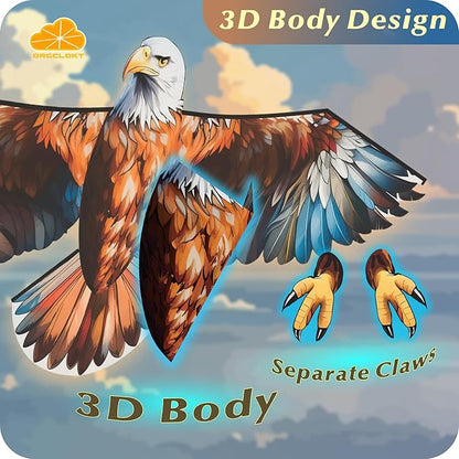 ORGCLDKT- 3D Lifelike Style Bird/Eagle Kite, Super Easy to Fly with, Ideal for Kids, Adults, Girls, Boys. Kites for The Beach, Grassland, Hiking