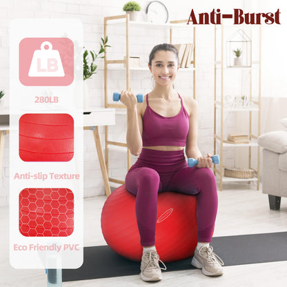 Fitvids Anti-Burst and Slip Resistant Exercise Ball Yoga Ball Fitness Ball Birthing Ball with Quick