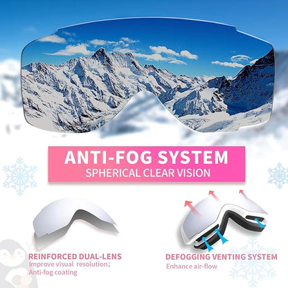 Freela Kids Ski Snowboard Goggles for Toddler(3-14) Youth Anti Fog Anti UV Goggles Girls Boys Snow Skiing Equipment