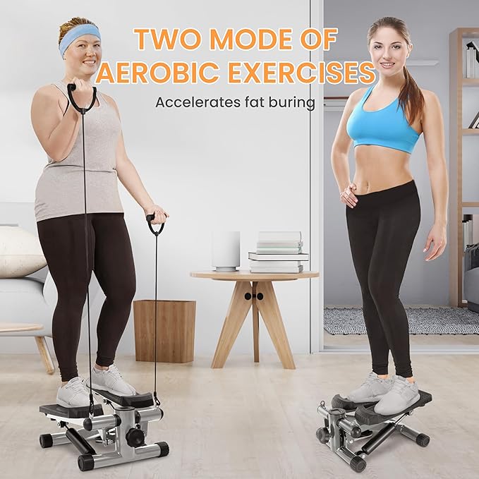 Steppers for Exercise, Stair Steeper with Resistance Bands, Portable Stepper Capable of Full-Body Exercise, Low Noise and Smooth, Bear 300 lbs