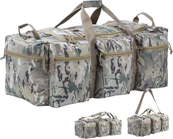 100L Large Military Duffle Bag Deployment Duffel Bag Sports Equipment Travel Luggage Bag with Detachable Backpack Straps…