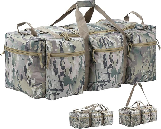 100L Large Military Duffle Bag Deployment Duffel Bag Sports Equipment Travel Luggage Bag with Detachable Backpack Straps…