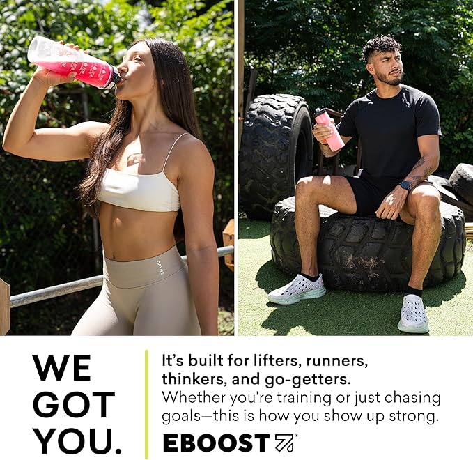 EBOOST POW Natural Pre Workout Powder - 20 Servings, Peach Nectar - Preworkout Energy Booster Gym Supplement Drink Mix for Men and Women - Performance, Joint Mobility Support - Gluten-Free