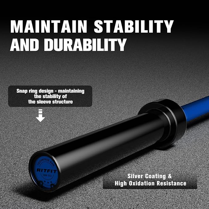 RITFIT Olympic Barbell 4ft/4.8ft/6ft - 2 Inch Weight Bar for Strength Training, Weightlifting, Squat, Deadlift, Bench Press, Curl, Overhead Press - 350lbs/500lbs Capacity