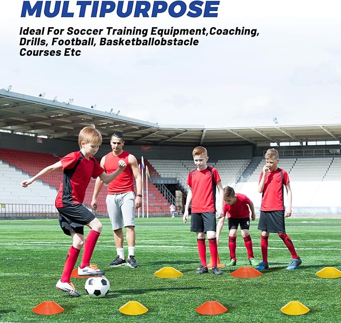 Soccer Agility Training Equipment Set, 12 Rung 20Ft Agility Ladder, 12 Disc Cones, 4 Steel Stakes, Solo Soccer Trainer, Jump Rope - Speed Training Equipment for Soccer Football Basketball