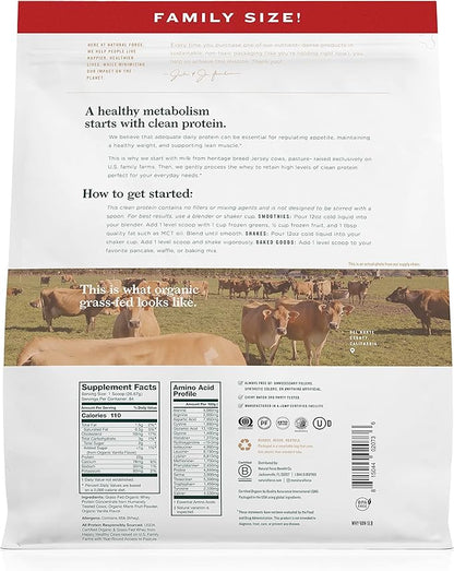 Natural Force Grass Fed Organic Whey Protein Powder ??Non GMO Verified, Humane Certified & Lab Tested for Toxins ??Real Vanilla Flavor ??Keto Friendly, Low Carb, and Kosher ??5 Pound A2 Protein