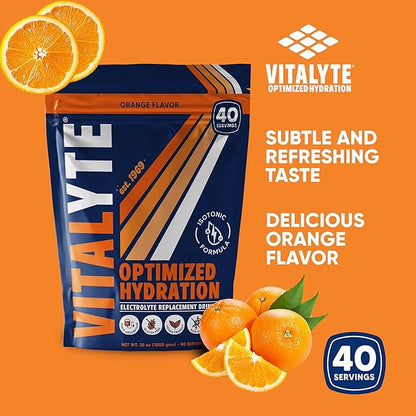 Vitalyte Electrolyte Powder Drink Mix, Isotonic Electrolyte Hydration Mix, Bulk Case Pack (12 Pack, Orange)