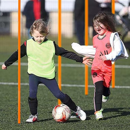 6 Pcs 5FT Adjustable Agility Training Poles for Soccer,Basketball,Football,Dog,Horse Training-Speed and Agility Training Equipment Sports Training Sticks with Stainless Steel Ground Nails