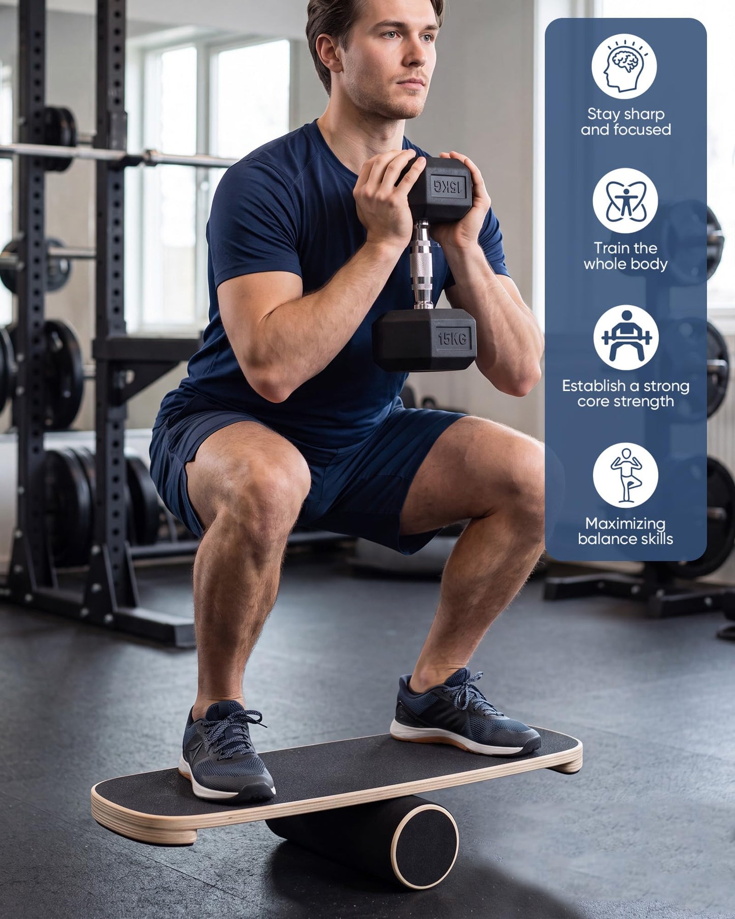 yflingjie Balance Board for Adults, Surf Trainer with Wooden Roller