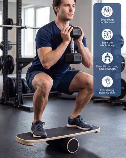 yflingjie Balance Board for Adults, Surf Trainer with Wooden Roller