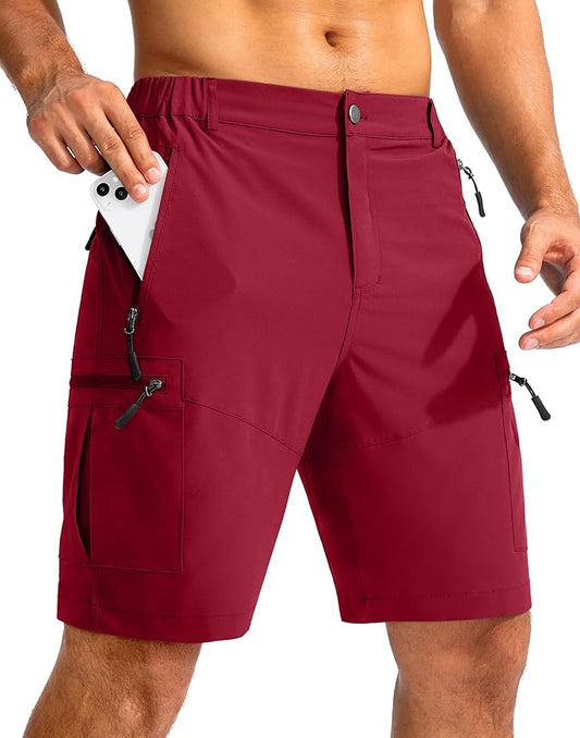 Pudolla Men's Hiking Cargo Shorts 9" Lightweight Outdoor Work Shorts for Men Travel Golf Camping