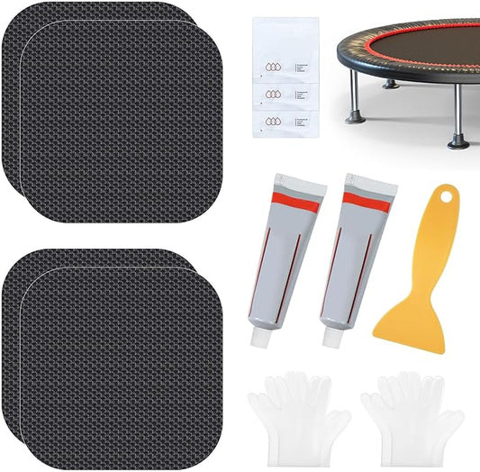 Trampoline Patch Repair Kit 4.1'' x 4.1'' Square Patches | Repair Trampoline Mat Tear or Hole in a Mat