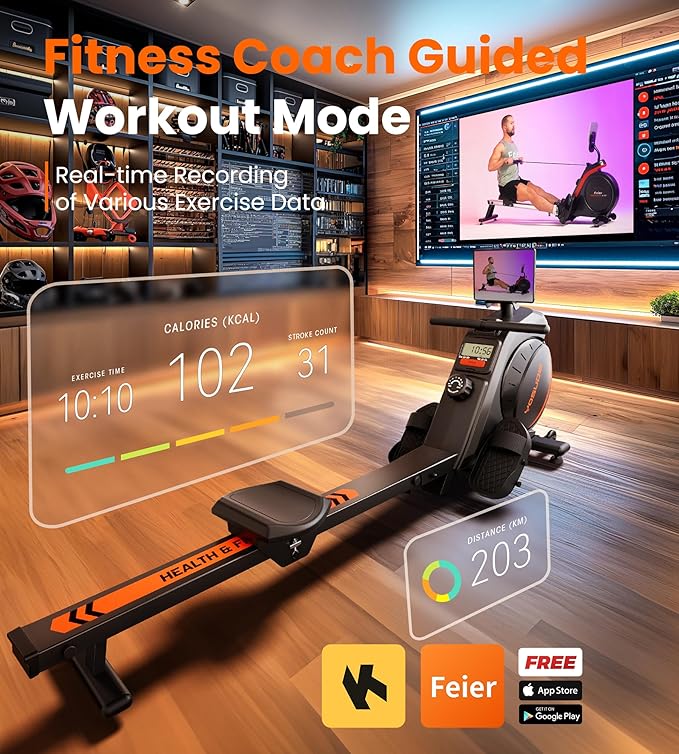 YOSUDA Magnetic/Water Rowing Machine for Home - Rower Machine Use with Bluetooth, App Supported, Rowing Machine for Taller Power Athletes, Comfortable Seat Cushion
