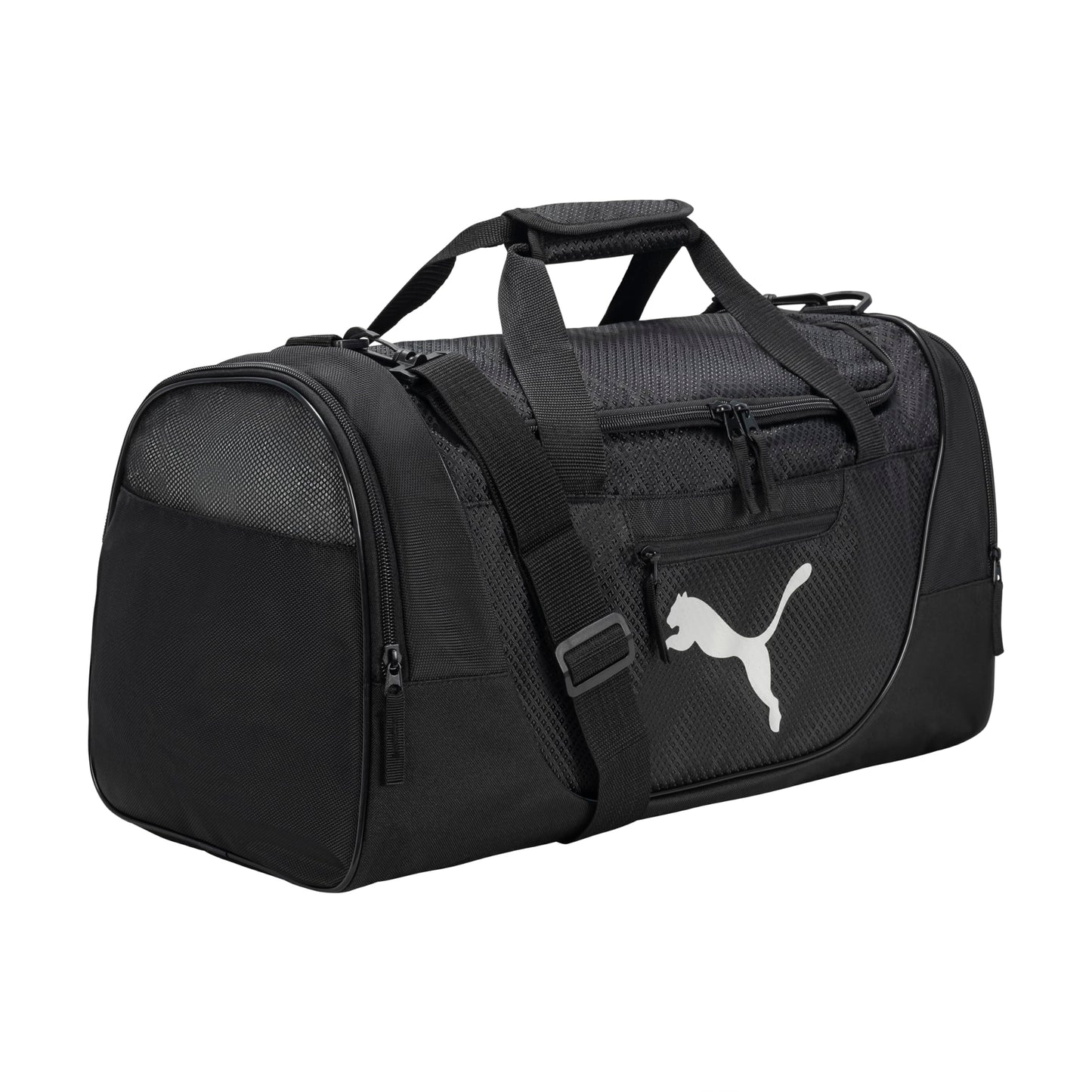 PUMA Contender Duffel Bag with Removable Strap & Shoe Pocket, Black, One Size