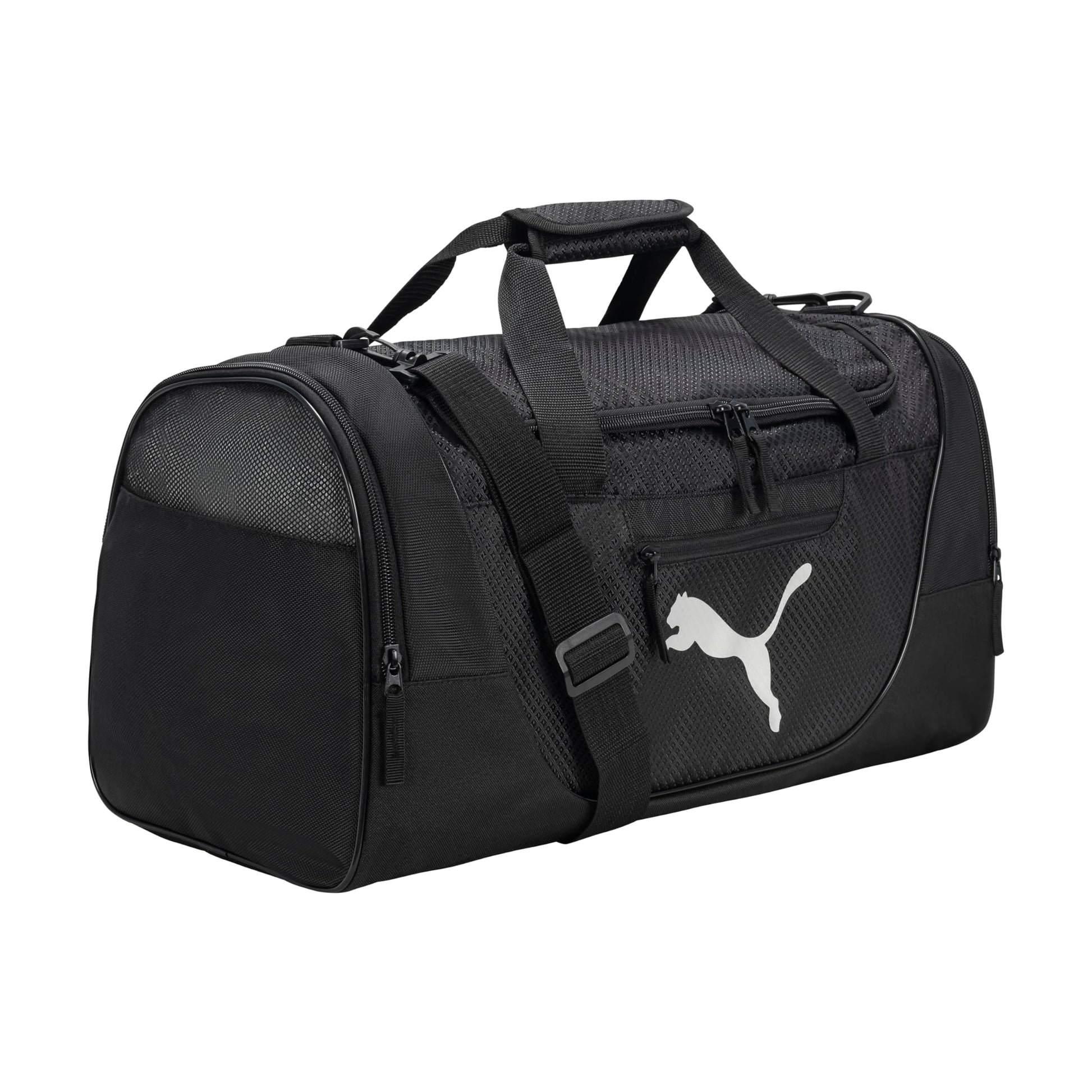 PUMA Contender Duffel Bag with Removable Strap & Shoe Pocket, Black, One Size