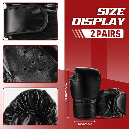 4-in-1 2 Pairs 8 oz Boxing Gloves and 4 Pcs Punching Mitts Set for Kids Men Women, Boxing Gloves Pads Equipment Set for Training Kickboxing MMA Karate Muay Thai Martial Arts