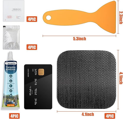 Trampoline Patch Repair Kit 4.1'' x 4.1'' Square Patches | Repair Trampoline Mat Tear or Hole in a Trampoline