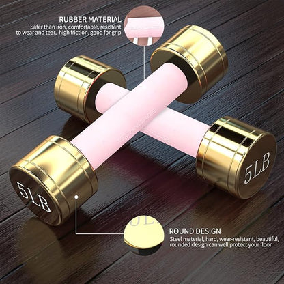 TECHNOAGE Round Dumbbell Sets with Steel Handle, Odorless Neoprene rubber Handle Cover