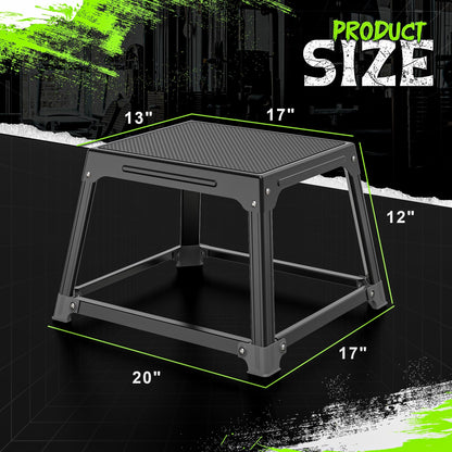 GanFindX Metal Plyometric Jump Box 12 Inch Steel Box for Home Gym Training
