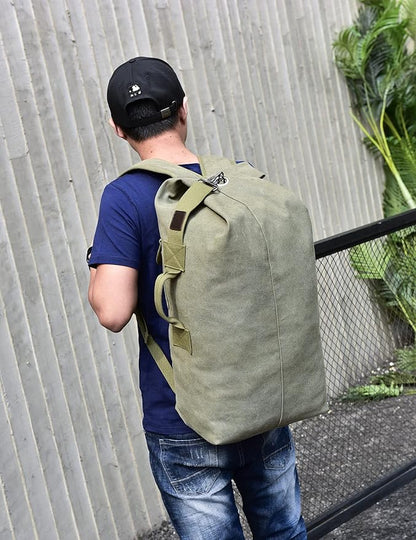 Large Capacity Travel Climbing Bag Tactical Military Duffel Bag Top Load Double Strap Canvas Backpack