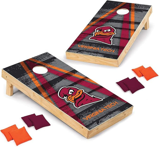 Wild Sports NCAA College 2' x 4' Wood Direct Print Tournament Cornhole Set, 8 Bean Bags, Vintage