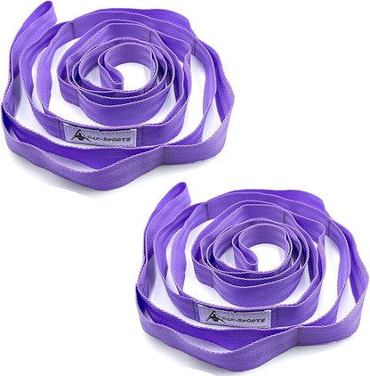 Stretching Strap Yoga Strap with Loops, Stretch Straps for Physical Therapy, Non-Elastic Exercise Strap for Pilates, Dance and Gymnastics with Workout Guide