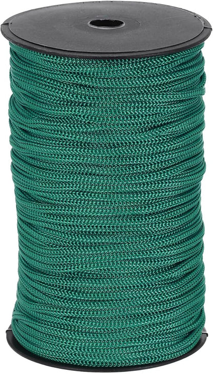 MECCANIXITY 3/16 Inch Polypropylene Rope Braided Ropes, 328ft Nylon Rope Hollow Utility Cord for Clothesline, Camping, Hiking, Outdoor, Ink Green