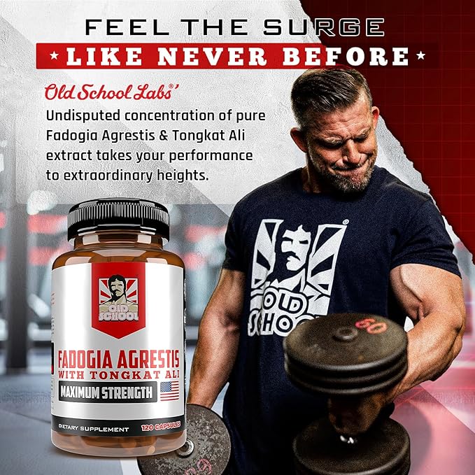 Old School Labs Testosterone Supplement for Men ??Fadogia Agrestis 1500mg Max Potency + Tongkat Ali & BioPerine® ??Muscle Growth, Recovery, Drive & Stamina ??120 Caps, 40 Servings