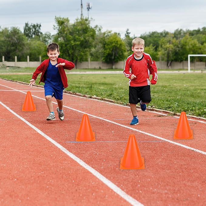 40 Pack Plastic Traffic Cone 7 Inch Small Orange Cones for Sports Soccer Cones Bike Obstacle Training Cone Agility Cones for Sports Skating Indoor Outdoor Activity Party Decorations