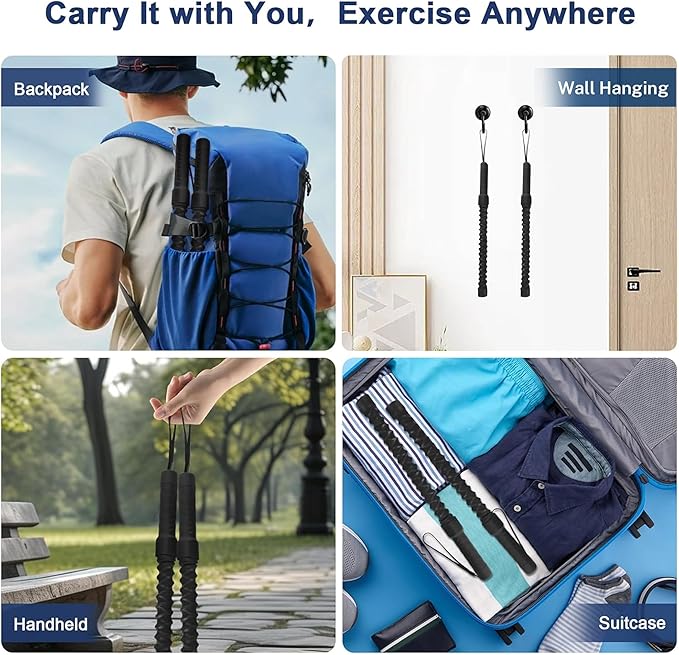 ASIEIT Ropeless Battle Ropes for Home Gym, Lightweight Battle Rope for Fitness Beginners, Portable Workout Ropes for Working Out, Durable Exercise Rope for Home Workout - 2PCS