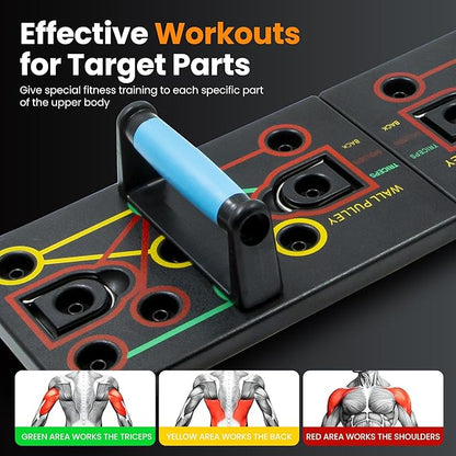 Push-up board, home gym, portable fitness equipment, Pilates bar, and 20 fitness accessories, including resistance bands and an ab wheel, for full-body workouts at home