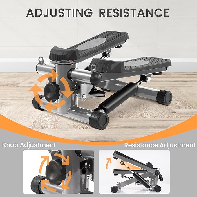 Steppers for Exercise, Stair Steeper with Resistance Bands, Portable Stepper Capable of Full-Body Exercise, Low Noise and Smooth, Bear 300 lbs