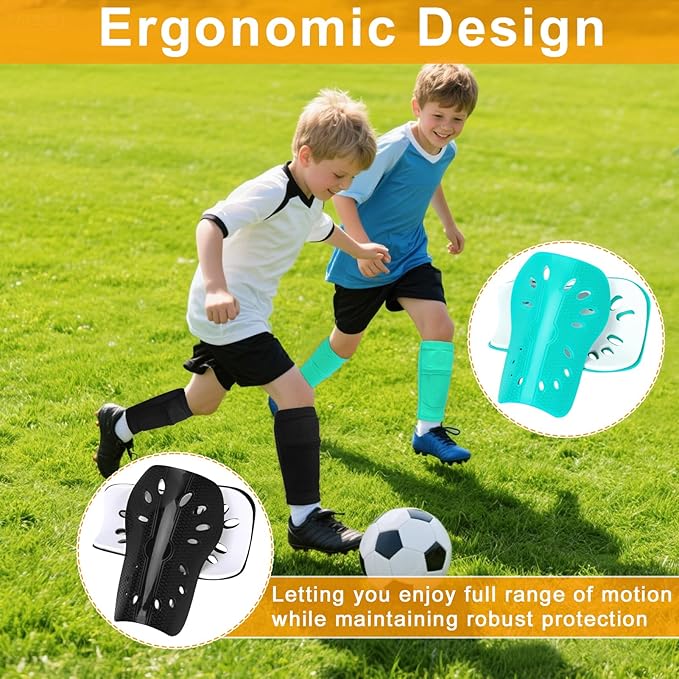 2 Pairs Shin Guards Soccer for Kids,Shin Pads Extra Lightweight Breathable Slide in Shin Guard for Football Training Match Outdoor Activities Protective Slip-in Shin Guards for Boys Girls