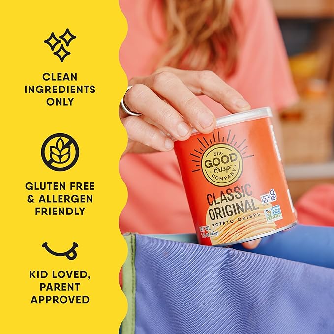 The Good Crisp Company, Good Crisps Minis (Original, 1.6 Ounce, Pack of 12) Non-GMO, Allergen Friendly, Potato Chip Snack Pack, Gluten Free Snacks