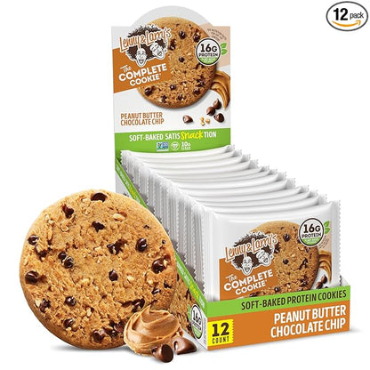 Lenny & Larry's The Complete Cookie, Peanut Butter Chocolate Chip, Soft Baked, 16g Plant Protein, Vegan, Non-GMO, 4 Ounce Cookie (Pack of 12)