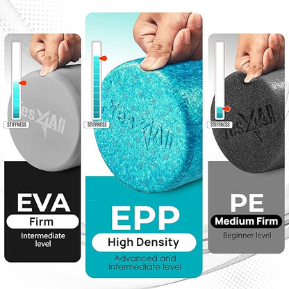 Yes4All High-Density EPP Round Back Roller Foam, Exercise Foam Roller for Yoga, Pilates & Stretching - 12, 18, 24, 36 inch
