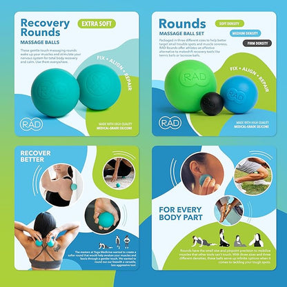 RAD Yoga Bundle for Myofascial Release, Muscle Recovery, & Relaxation ??Includes Multi-Use Yoga Block, Neuro Ball Foot Roller, Peanut & Massage Balls in Multiple Sizes & Densities