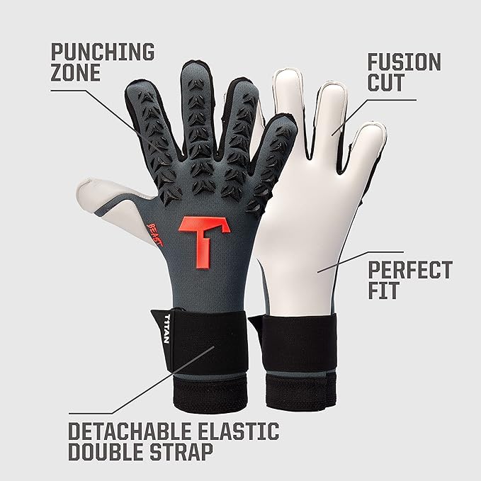 T1TAN Dark/Red Beast + LC - Goalkeeper Gloves - Without Finger Protection - Soccer Goalkeeper Gloves - Different Sizes & Colors