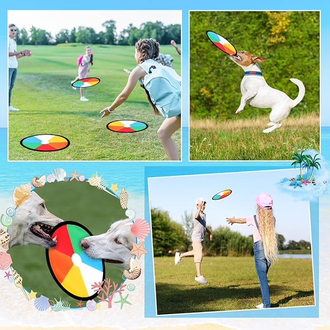 24 Pieces Foldable Flying Disc Fans Set Beach Flying Disc for Party Creative Gift Colorful Pocket Folding Toy Summer Outdoor Activity Game