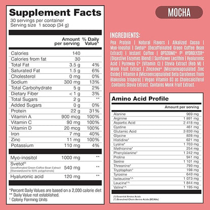 Fitmingo Vegan Protein Powder with Inositol, Collagen Boosters, Hyaluronic Acid and Vitamins | Low Carb, Dairy Free, Low Calorie | 23g Plant Based Blueberry Protein Powder with Myo-Inositol